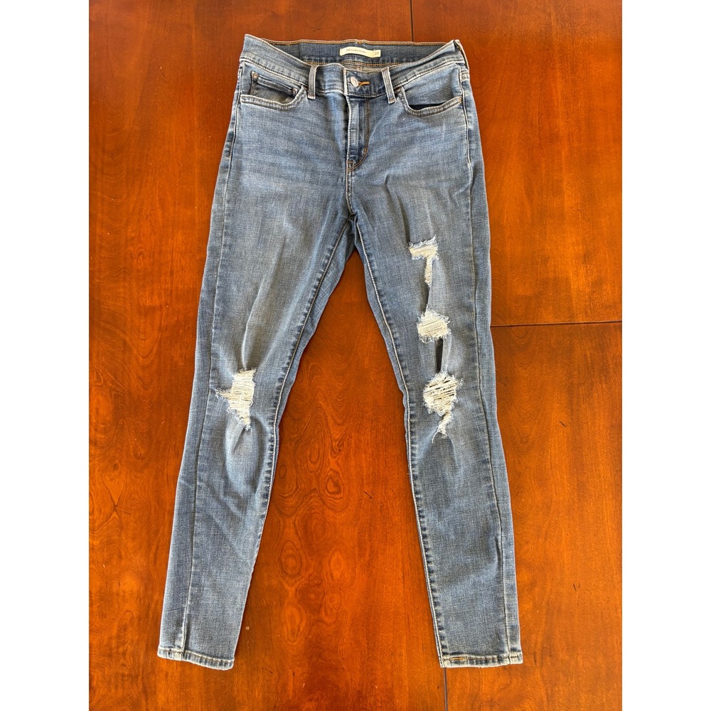 Levis 710 Super Skinny Distressed Medium Wash Jeans Size 28